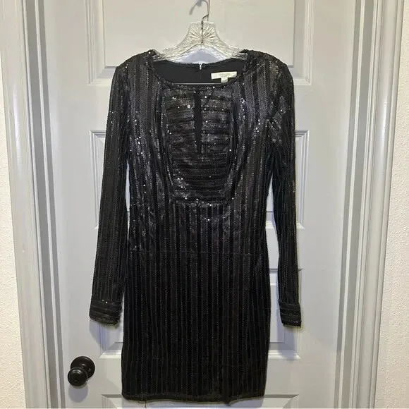 Piperlime Collection Black Sequin Long Sleeve Dress size S