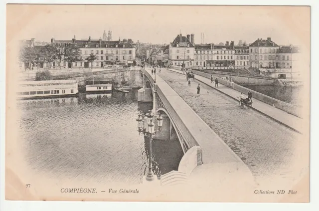 COMPIEGNE - Oise - CPA 60 - vue generale pont bateau lavoir carte 1900