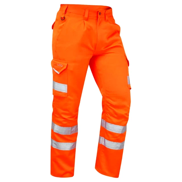 Pantaloni Hi Vis Leo Workwear Ct01-O Bideford Superior Railway Cargo Arancione 34R