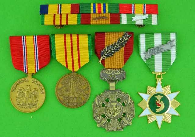 Marine Corps Vietnam 4 Medals - Mounted 6 Ribbon Bar - Usmc