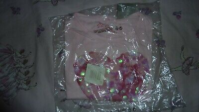 Next Heart Loveheart Sequins Sparkly 'Beautiful Life' T-Shirt Top Pink Age 8-9