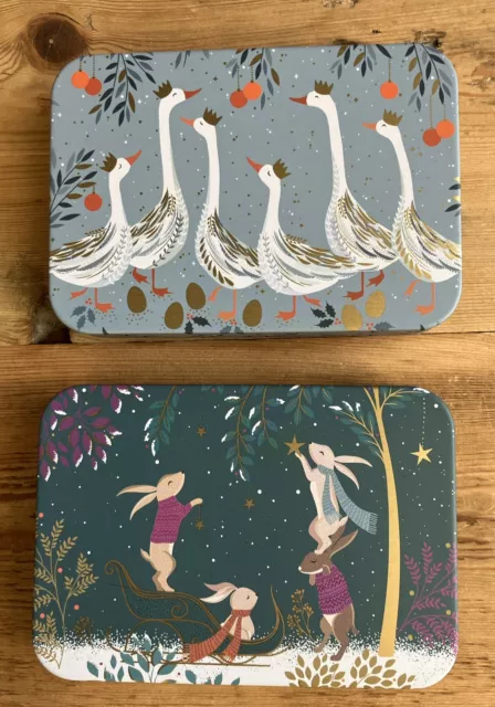 Sara Miller 2er Set Taschendosen... Weihnachten Tiere Gänse/Ente/Kaninchen... Neu!!