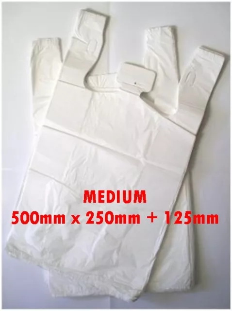 300 Medium Plastic Shopping carry bags, APX 500mm x 250mm +125mm HEAVY DUTY