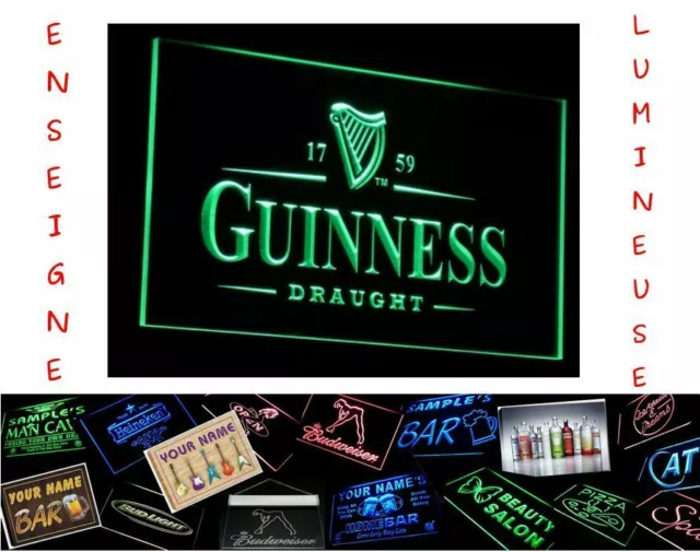 Rare Panneau Pub Biere Beer Guinness Led Enseigne Bar Cafe Lumineuse Neon Lampe
