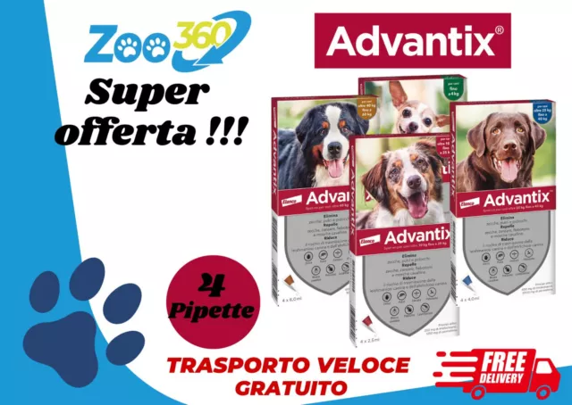 ADVANTIX spot on 4 pipette per cani super prezzo + spedizione gratuita!!