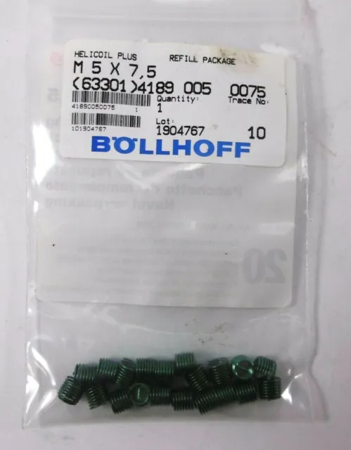 20 Stück Böllhoff Helicoil plus Gewindeeinsätze aus Edelstahl M5 x 7,5