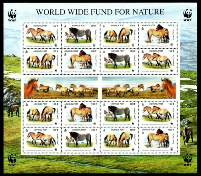 Mongolia 2440a, MNH, 2000 WWF Przewalskis Horses Nature Wildlife. x34888