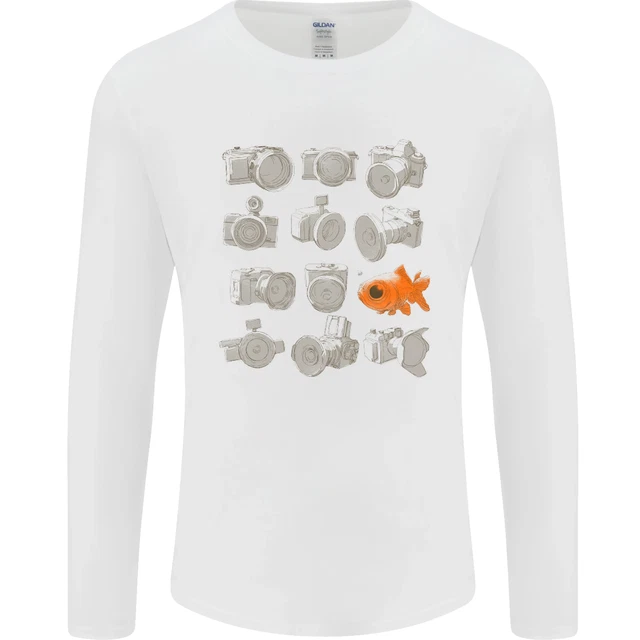 T-shirt da uomo a maniche lunghe Fisheye fotografia con lenti fotografiche divertenti