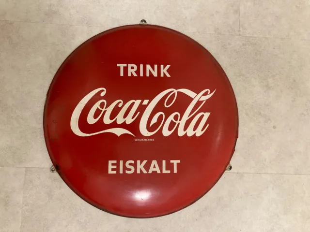 Blechschild `TRINK Coca Cola  EISKALT` 60er Jahre  Kein Emaille