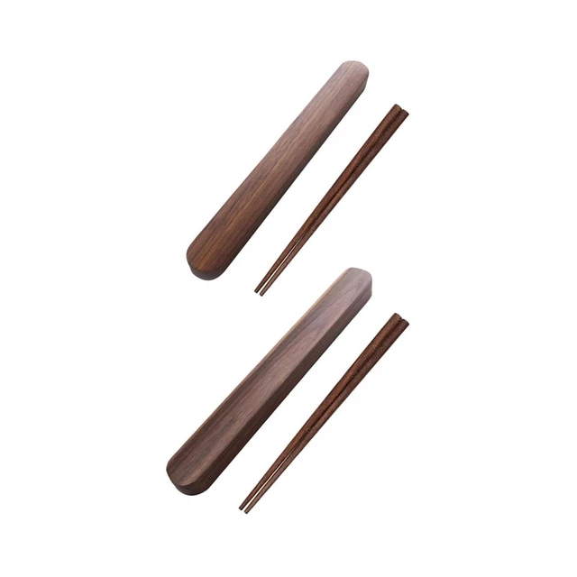 Juego de 2 palillos reutilizables con caja de almacenamiento Box Case Dinner Tool