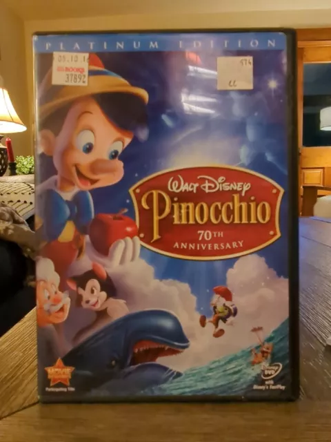 Pinocchio (DVD, 2009, 2-Disc Set, 70th Anniversary Platinum Edition) LIKE NEW