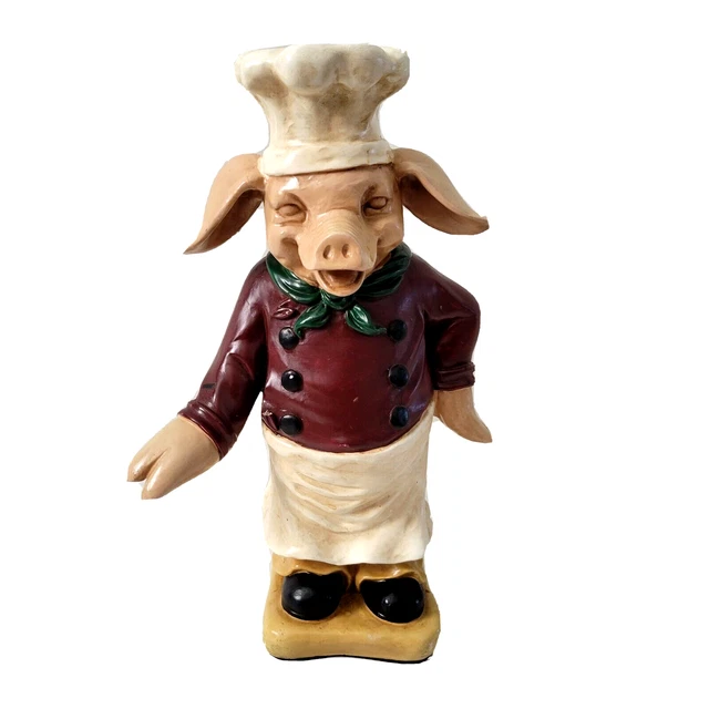 PIG CHEF COOK Statue Large Kitchen Restaurant Decor Plaster 16" Heavy
