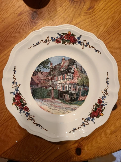 Belle Assiette Plate  Ancienne D Obernai Sarreguemines Alsace France