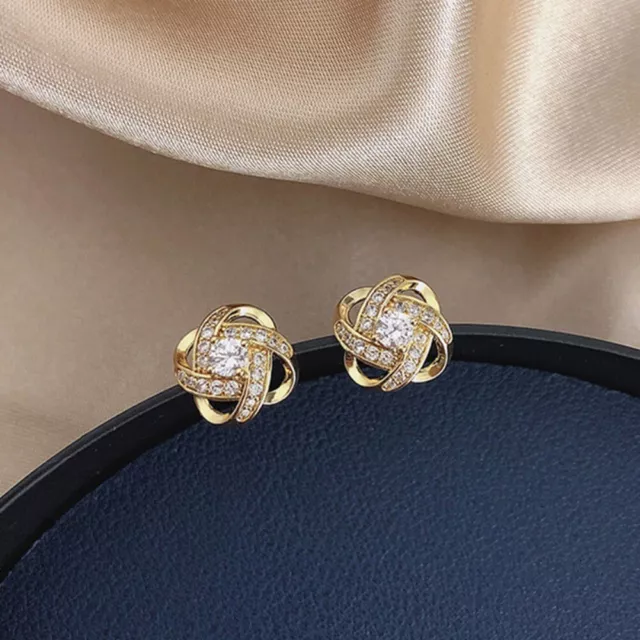 2pcs High-grade Diamond Earrings Niche Design Zircon Ear Stud  Women