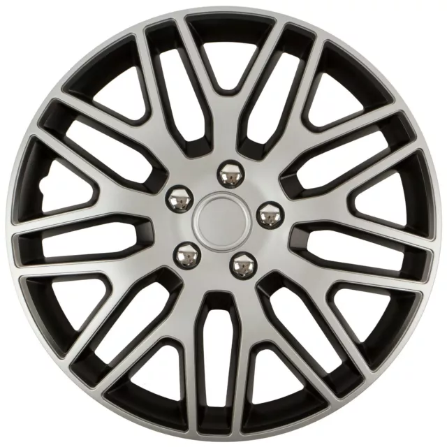 Copricerchi 13" Coprimozzo Dakar NC Coperture in Plastica Set di 4 Black Silver Fit R13 2