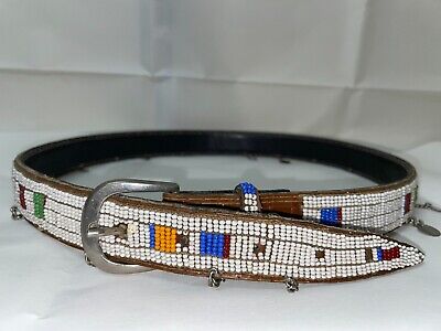 old vintage  belt African HAND Beaded Charms Tribal  AND 2 choker necklases