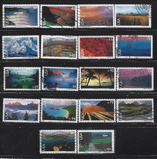 US Sc# C133-C150 SCENIC AMERICAN AIRMAILS SET USED OFF PAPER SOUND