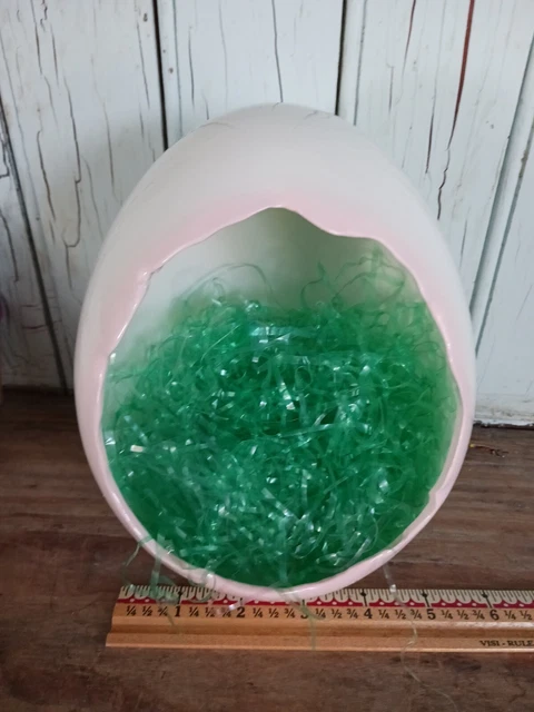 Vintage Large Hand-Crafted Ceramic Easter Egg Diorama Pink and Cream Colors