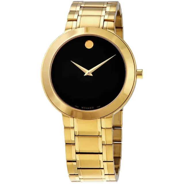 Movado Men's Watch 0607279 Black Dial Gold Stainless Steel