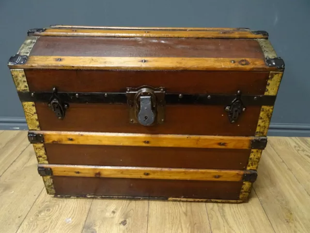 Antique Victorian Domed Trunk Chest Steamer/ Blanket Box Good Condition