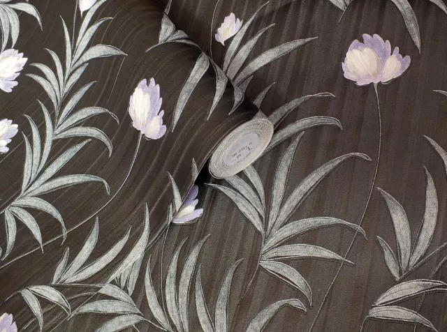 Atemberaubende, italienische schwere massive Vinyl-Tapete mit Blumenmuster
