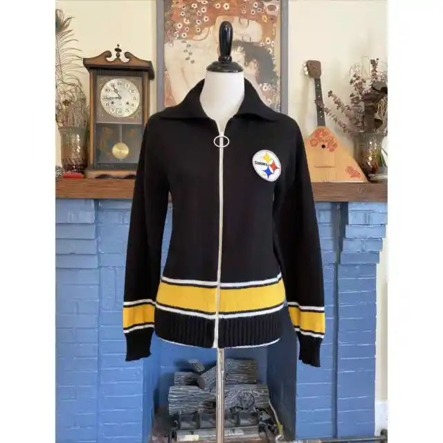 VINTAGE Pittsburgh Steelers Sears Full Zip Sweater Womens M/L 1970s Cardigan
