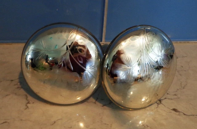 Pair of Antique Mercury Glass Etched 2.75 Inch Curtain Tie Back Knob Set of 2