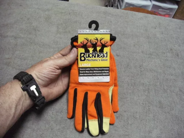 Buckhead Mechanic Orange Work Glove Large 1 Pair, new with tags