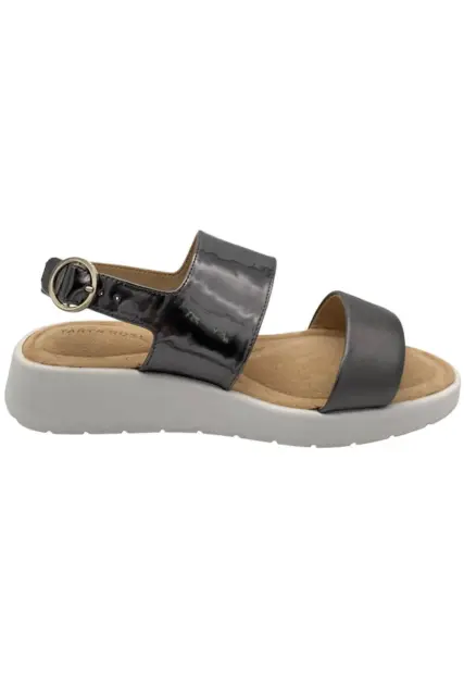 Taryn Rose Double Strap Slide Sandal Laura Gunmetal