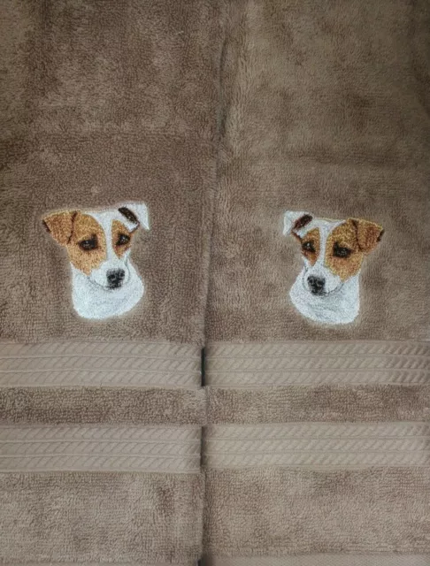 Jack Russell Terrier Dog Breed Bathroom SET OF 2 HAND TOWELS EMBROIDERED