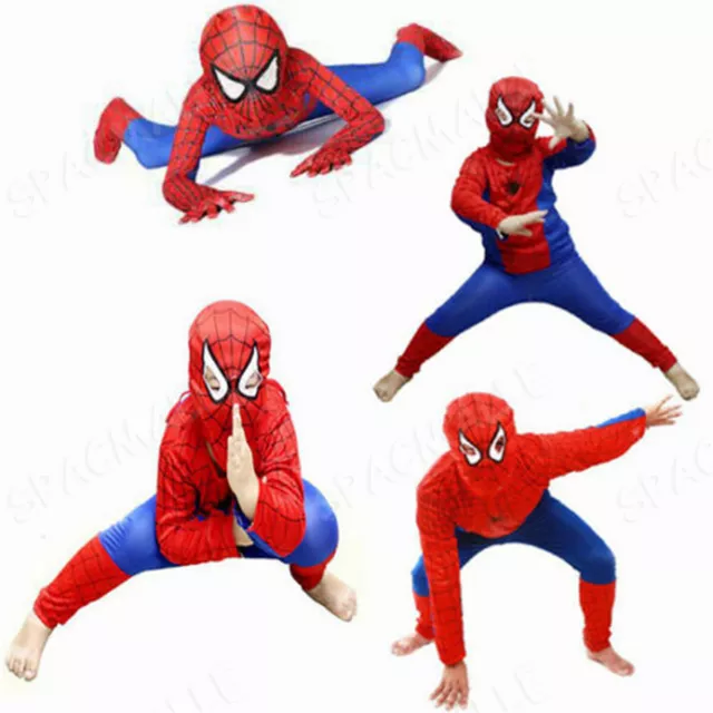 Kids Boys Spiderman Fancy Dress Party Jumpsuit Cosplay Costume Bodysuit 3-7 Age