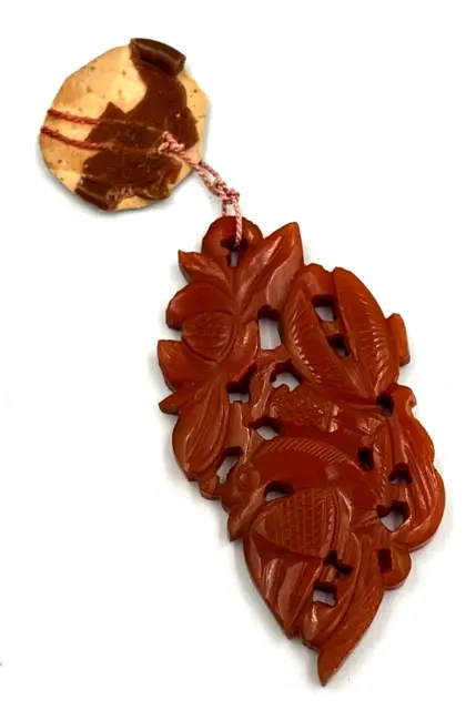 Antique Chinese Authenticated Natural Red Jade Hand Carved Pendant