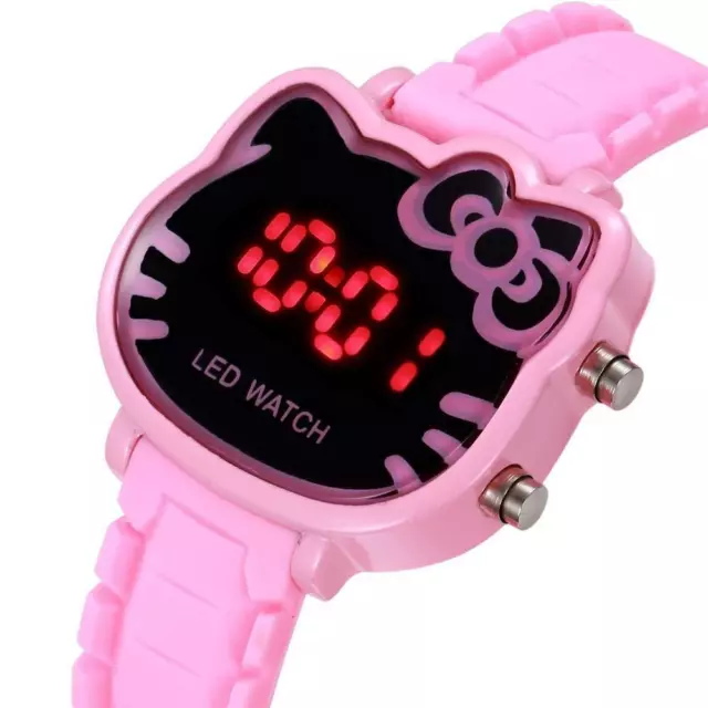 Hello Kitty Watch Led Sports Kids Watches Girls Cartoon Dial Led Digital