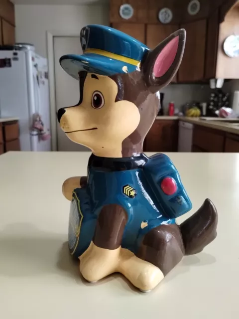 Paw Patrol Chase Ceramic Coin Piggy Bank 8" x 5" 2017 2