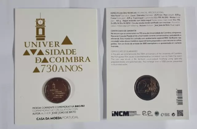 Coincard mit 2 Euro Gedenkmünze Portugal 2020 BU Coimbra - RAR - Blister