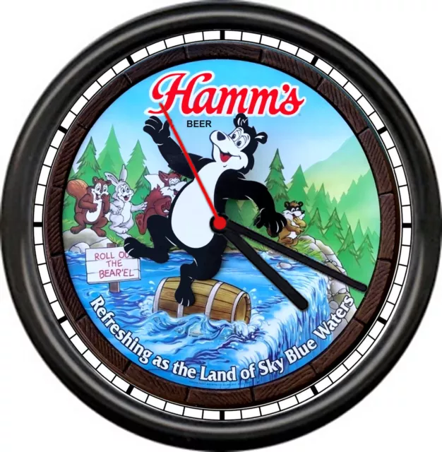 Hamm's Hamms Beer Bear Bar Tavern Barrel Waterfall Wildlife Sign Wall Clock