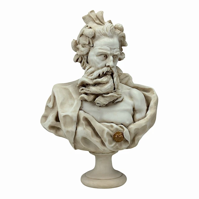NEPTUNE POSEIDON BUST Head Greek Roman God Statue Sculpture Portrait