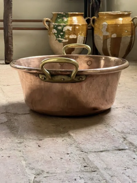 Antique French Large Copper Jam Preserve Pan