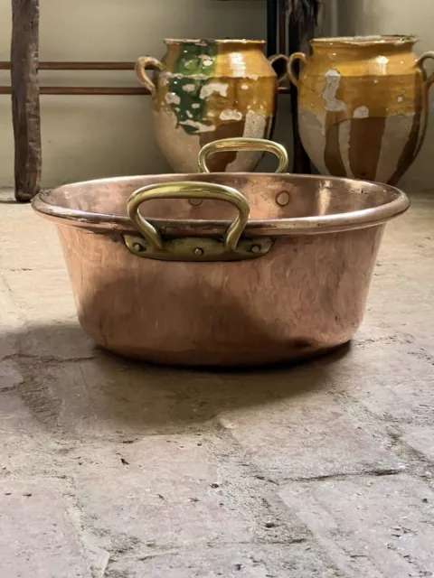 Antique French Large Copper Jam Preserve Pan Antique French Large Copper Jam Preserve Pan