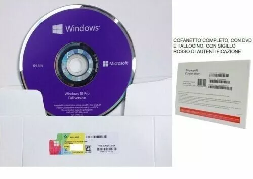 Windows 10 Pro Professional Italiano Box Originale Dvd Licenza Nuovo Fatturabile