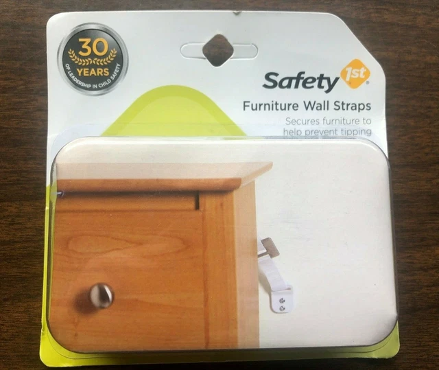 ✅  NEW 2 pack Safety 1st Furniture Wall Straps by Dorel ~ White ~ 11014 ~ NIB