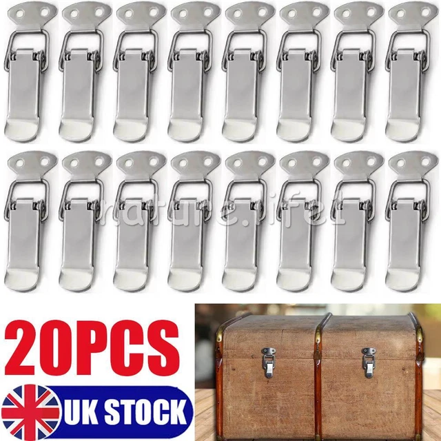 20 STAINLESS STEEL Spring Loaded Clamp Clips Draw Case Box Toggle Latch ...