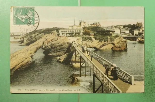 France 🇫🇷 AK PPC Postcard Biarritz Pyrenees to England 1909 Top Rare