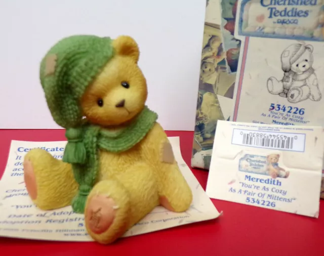 Cherished Teddies YOU'RE AS COZY AS A PAIR OF MITTENS Meredith Figurine