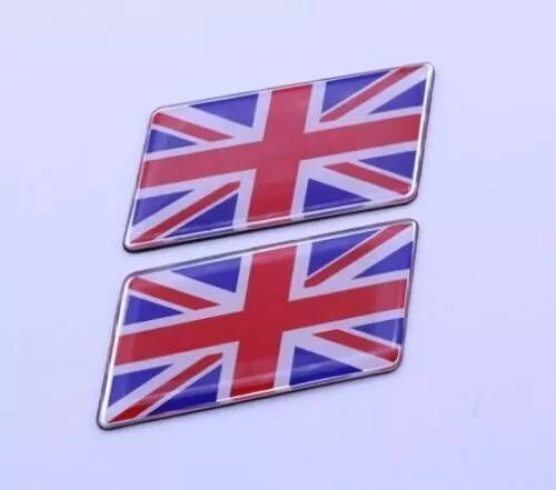 2x UK Flag Aluminum Car Truck Emblem Badge Decal Sticker 3X6.5cm