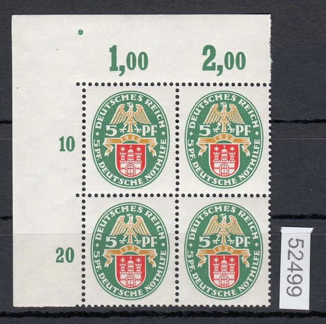 DR 1928, Mich.-Nr.: 425 Y **    Eckrand 4er.-Block