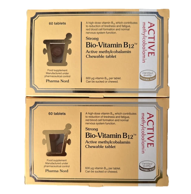 2 X PHARMA Nord Strong Bio-Vitamin B12 60 Tablets With Methylcobalamin ...