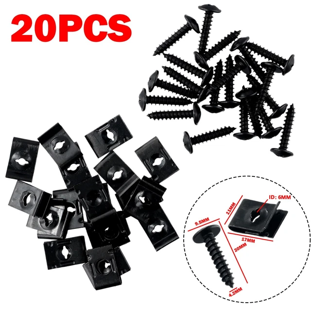 20SET METAL UTYPE Clip With Screw Car Bumper Fender Trim Panel