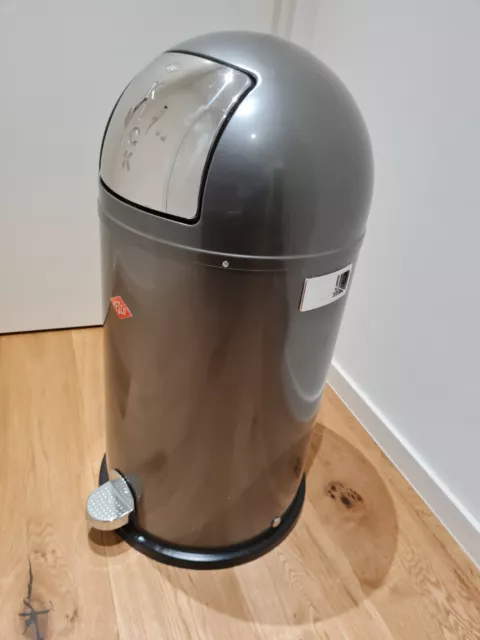 Wesco Mülleimer Kickboy Abfallsammler Tretabfallsammler Stahlblech Silber 40 L