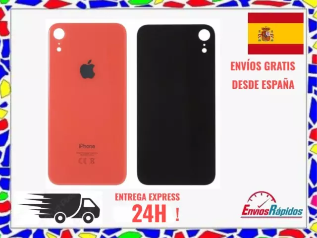 Tapa trasera cristal cubre batería Iphone XR NARANJA SIN LENTE envio 24/48 h